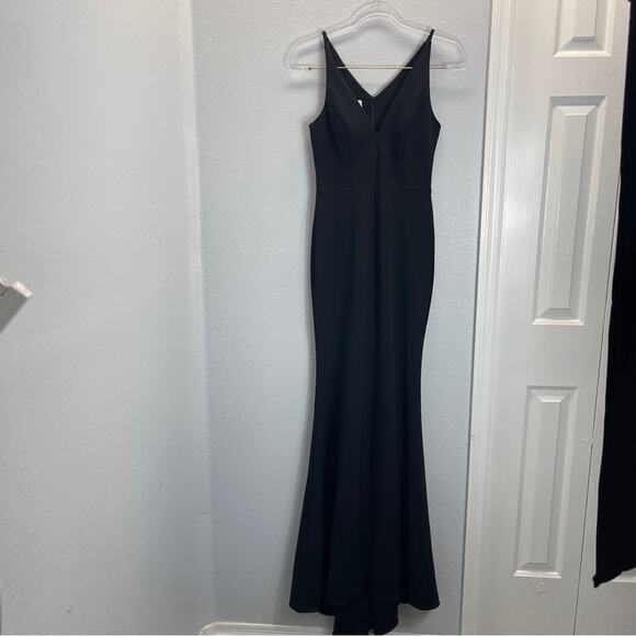 BHLDN V Neck Gown Black size US 2 - Picture 2 of 11